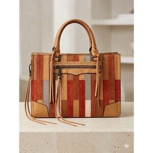 Rebecca Minkoff Patchwork Regan Satchel Large Bag Handbag Purse Earthy Boho